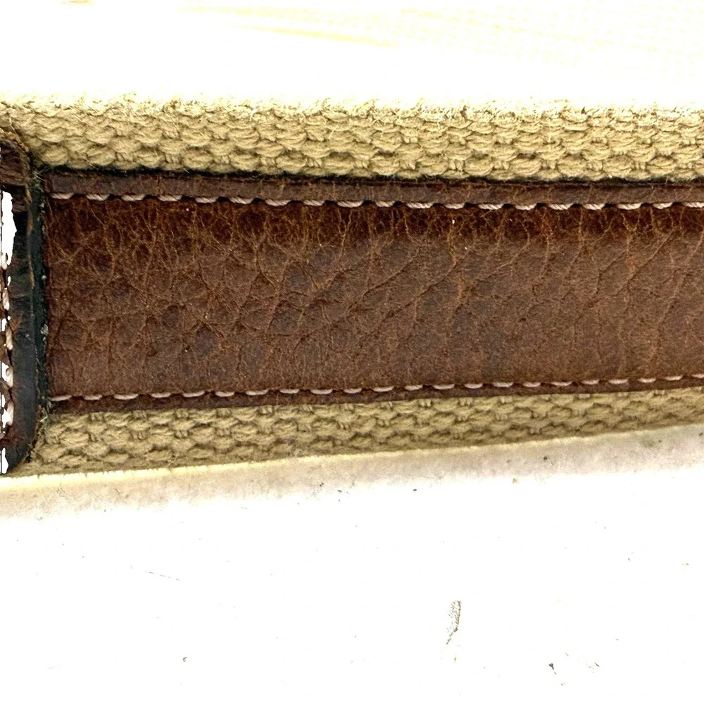 VTG Columbia Belt Mens 36 Beige Leather Cotton Web Military Buckle Gorpcore